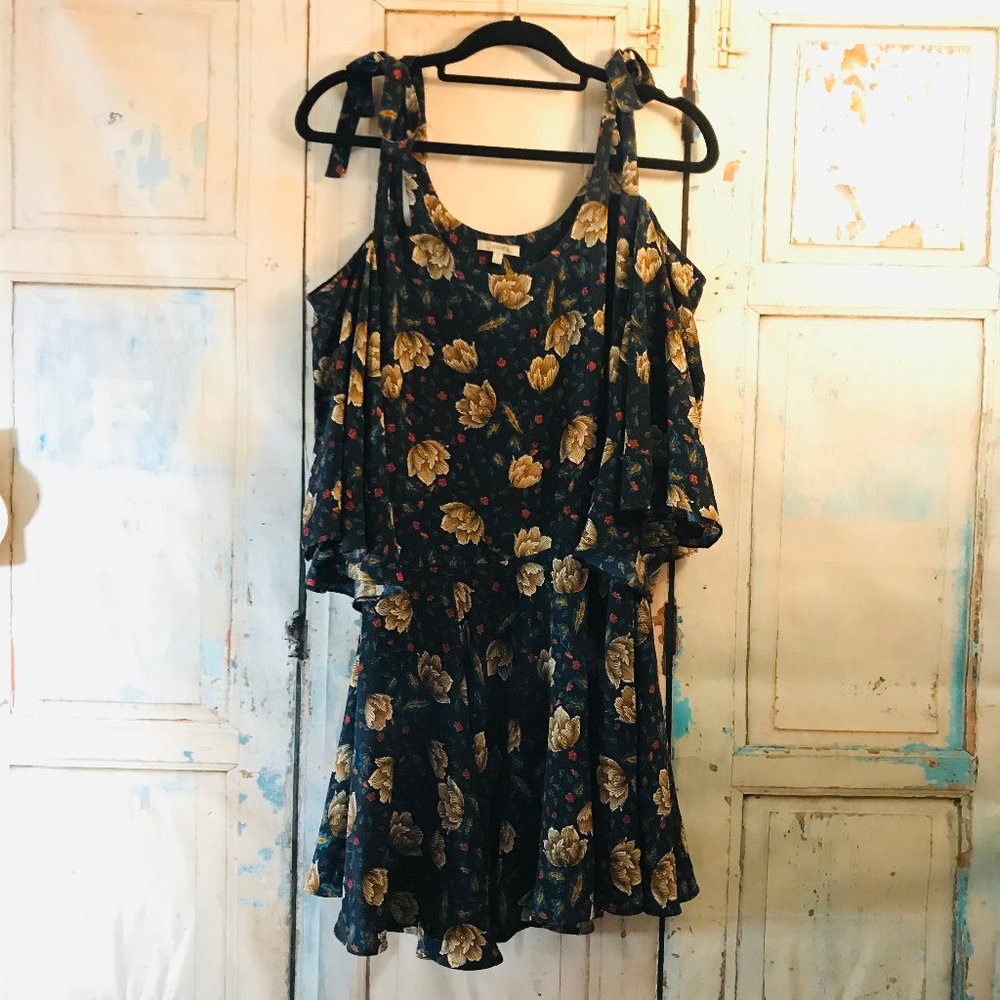 JODIFL cold shoulder floral print tunic dress
